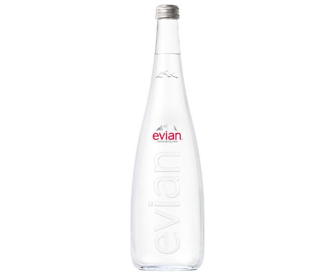 Evian Spring Water Glass Bottle 750ml
